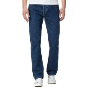 Levis - Blue Stonewash 501 Straight Jeans