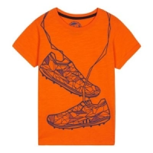 bluezoo - Boys Orange Geometric Football Boot Print T-Shirt