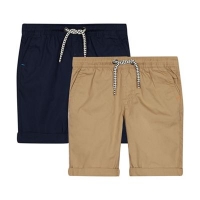 Debenhams  bluezoo - 2 Pack Boys Navy and Tan Shorts