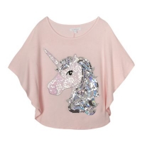 Debenhams  bluezoo - Girls light pink sequinned unicorn cape top