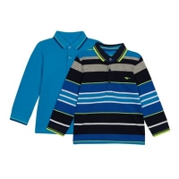 Debenhams  bluezoo - 2 Pack Boys Blue Striped and Plain Polo Shirts