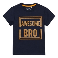 Debenhams  bluezoo - Boys Navy 3D Awesome Bro Slogan T-Shirt