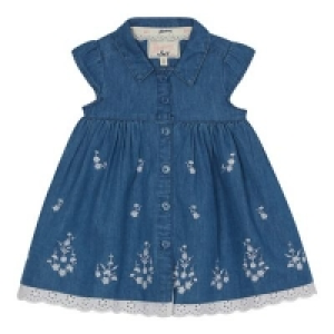 Debenhams  Mantaray - Baby girls blue chambray floral embroidered dres