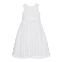 Debenhams  Occasions - Girls White Floral Embroidered Mesh Dress