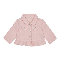 Debenhams  bluezoo - Baby Girls Pink Frilled Trim Denim Jacket
