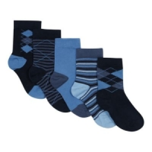 bluezoo - 5 pack boys blue printed socks