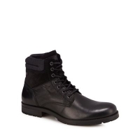 Debenhams  Jack & Jones - Black leather Zachary lace up boots