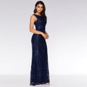 Quiz - Navy Sequin Sleeveless Maxi Dress