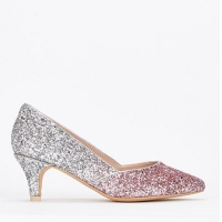 Debenhams  Evans - Wide Fit Silver Glitter Court Shoes