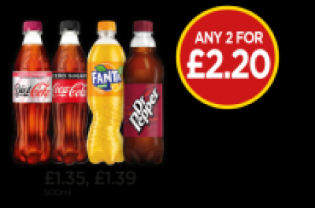 Coke Zero, Diet Coke Twisted Strawberry, Fanta Orange, Dr Pe