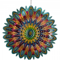JTF  Spin-Art Metal Wind Spinner Mandala Flower 12inch