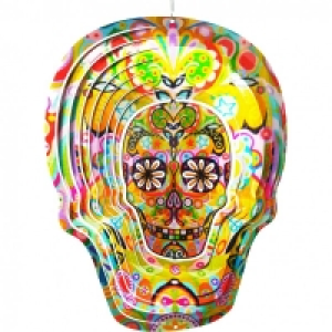 Spin-Art Metal Wind Spinner Skull 12inch