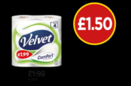 Velvet Comfort Toilet Tissue £1.99