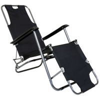 QDStores  Foldable 2-In-1 Camping Chair & Reclining Lounger - Black