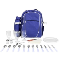 QDStores  4 Person Picnic Rucksack with Cutlery, Plates & Blanket - Bl