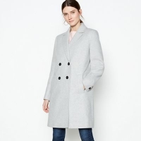 Debenhams  The Collection - Grey Double Breasted Coat with Wool