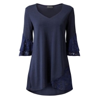 Debenhams  Grace - Navy tunic top with lace detail