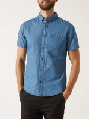 Burton - Mid wash short sleeve denim shirt &pound;9.60
