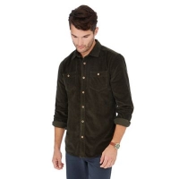 Debenhams  Mantaray - Dark green corduroy long sleeve regular fit shirt
