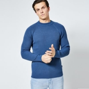 Burton - Mid Blue Fisherman Crew Neck Jumper
