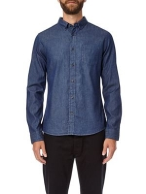 Burton - Blue dark wash long sleeves denim shirt