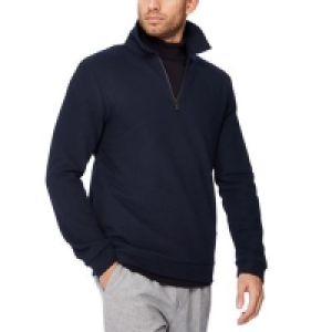 J by Jasper Conran - Navy herringbone zip neck sweater