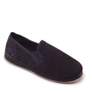 Padders - Navy Albert Mens Memory Foam Slippers