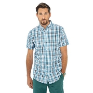 Maine New England - Dark turquoise check print short sleeve