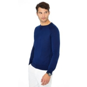 J by Jasper Conran - Mid blue merino wool mix crew neck jump