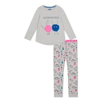 Debenhams  bluezoo - Girls grey sleepover print pyjama set