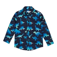 Debenhams  bluezoo - Boys Navy Dinosaur Print Long Sleeve Cotton Shirt