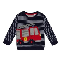 Debenhams  bluezoo - Boys navy stripe fire engine applique sweatshirt