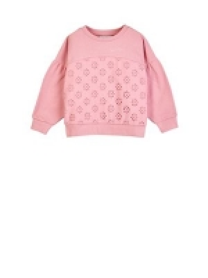 Outfit KIDS - Girls pink sweatshirt with broderie sleeves