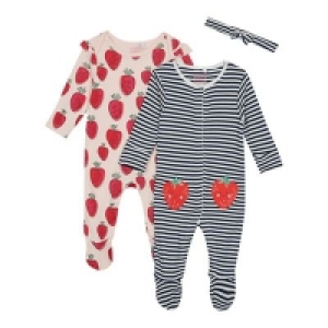 bluezoo - 2 Pack Babies Assorted Strawberry Print and Strip