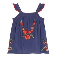 Debenhams  Mantaray - Girls navy floral embroidered sleeveless top