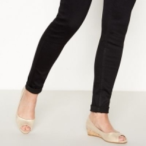 Principles - Metallic Open Toe Mid Wedge Heel Shoes