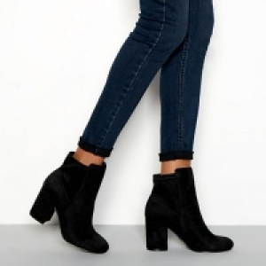 Faith - Black suedette Winter block heel wide fit ankle bo £36.00