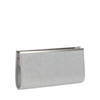 Debenhams  Debut - Silver Glitter Zip Top Grosgrain Clutch Bag