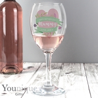 HomeBargains  Personalised Mothers Day Heart Banner Wine Glass