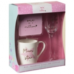 Mug, Coaster & Prosecco Glass Gift Set - One in a Million