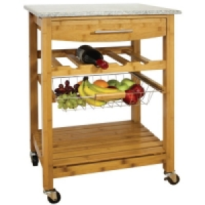 Robert Dyas Bamboo Kitchen Trolley with Granite Top - Brown £59.99