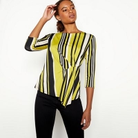 Debenhams  The Collection - Olive Green Twist Front Stripe Jersey Top