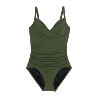 Debenhams  Lands End - Green Sweetheart Neck Ruched Perfect Swimsuit