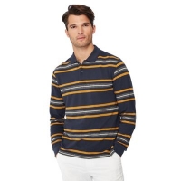 Debenhams  Maine New England - Dark grey stripe print cotton polo shirt