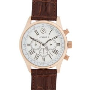 Infinite - Mens brown croc-effect mock multi dial watch