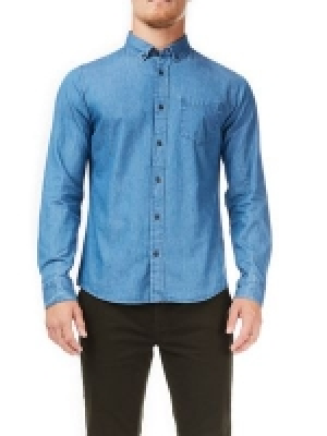 Debenhams  Burton - Mid wash long sleeves denim shirt