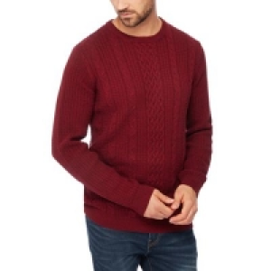 Racing Green - Red cable knit cotton jumper