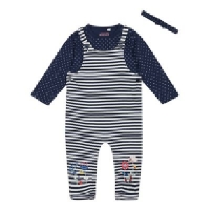 bluezoo - Babies Navy Striped Dunagrees and Top Set