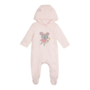 Debenhams  bluezoo - Baby girls pink mouse applique snugglesuit