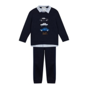 J by Jasper Conran - Boys Navy Car Applique Mock Top and Bo